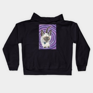 Baby Siamese kitten cat purple watercolor painting Kids Hoodie